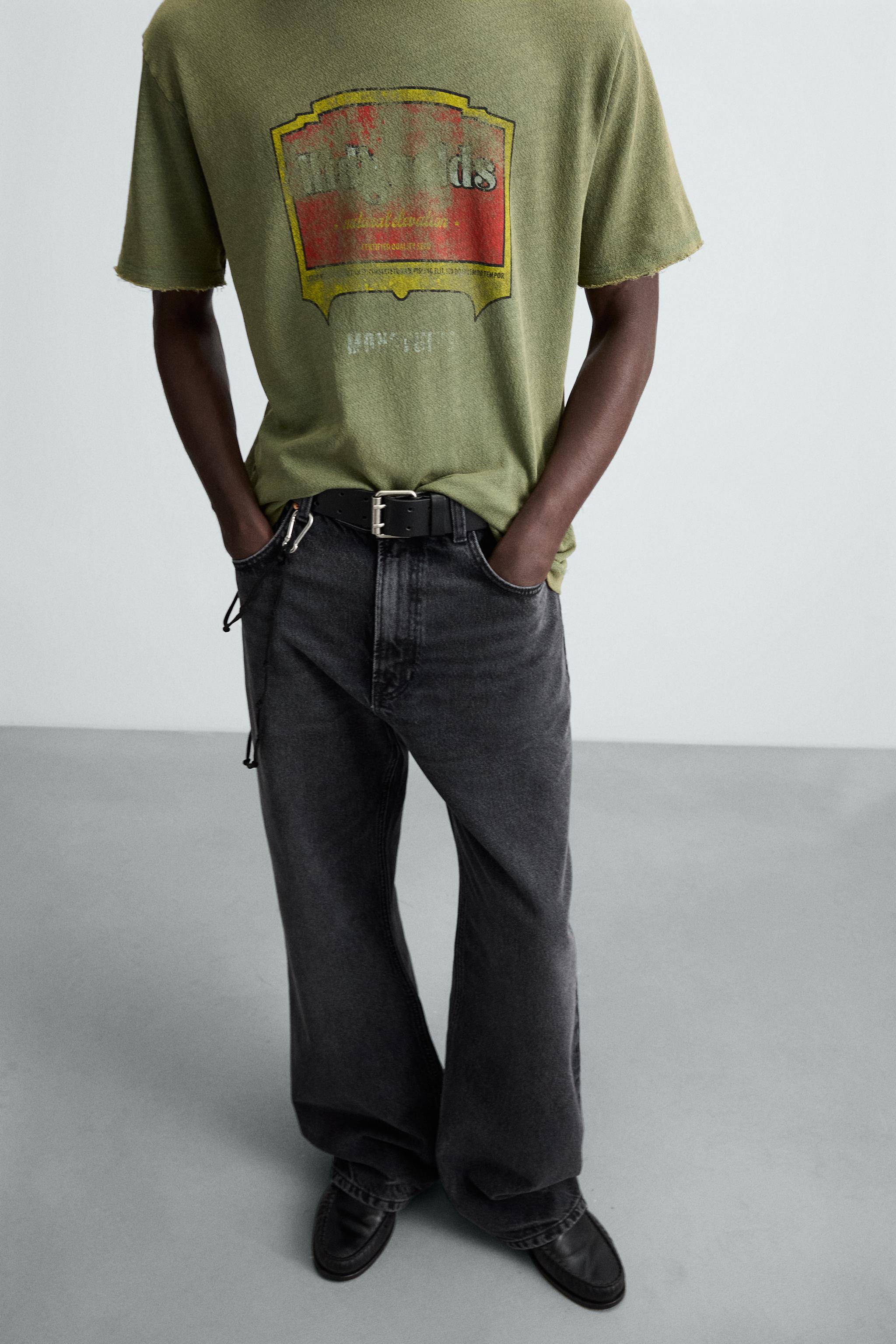 WASHED PRINT KNIT T-SHIRT